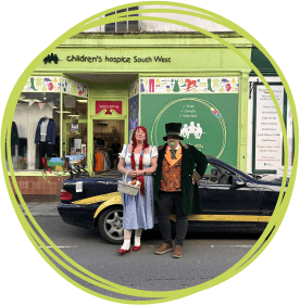 The pair outside the shop Amanda manages